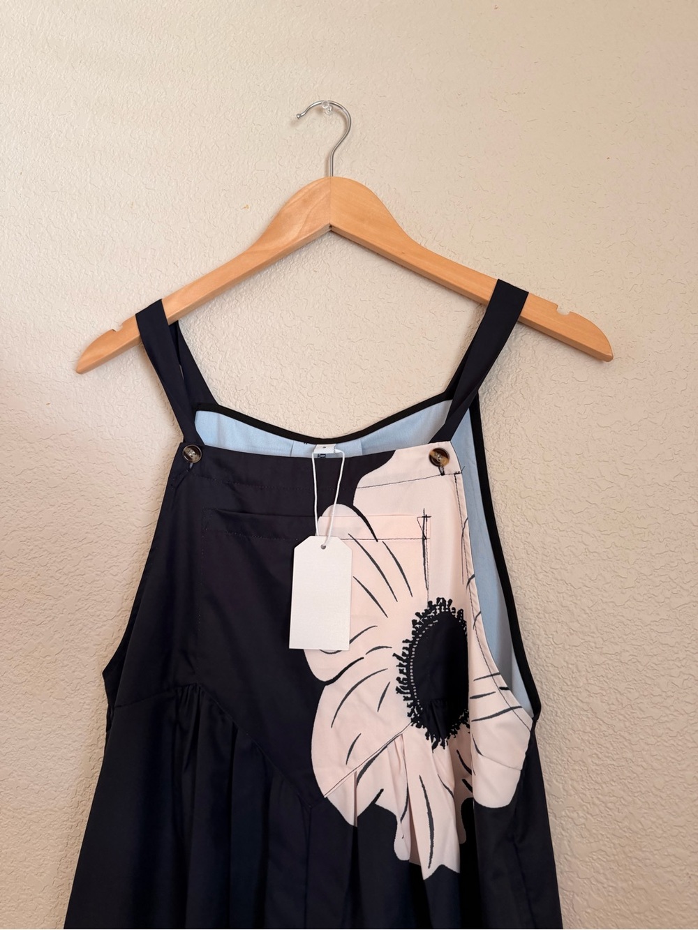 QXE Amazon Black Floral Maxi Jumpsuit with White Floral Blooms - Picture 3 of 7